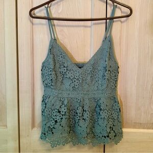 Abercrombie & Fitch Green Lace Tank